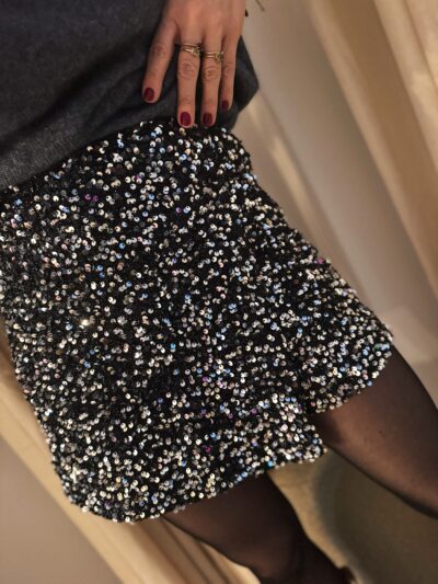 Jupe-short Bruna - Noir/argenté